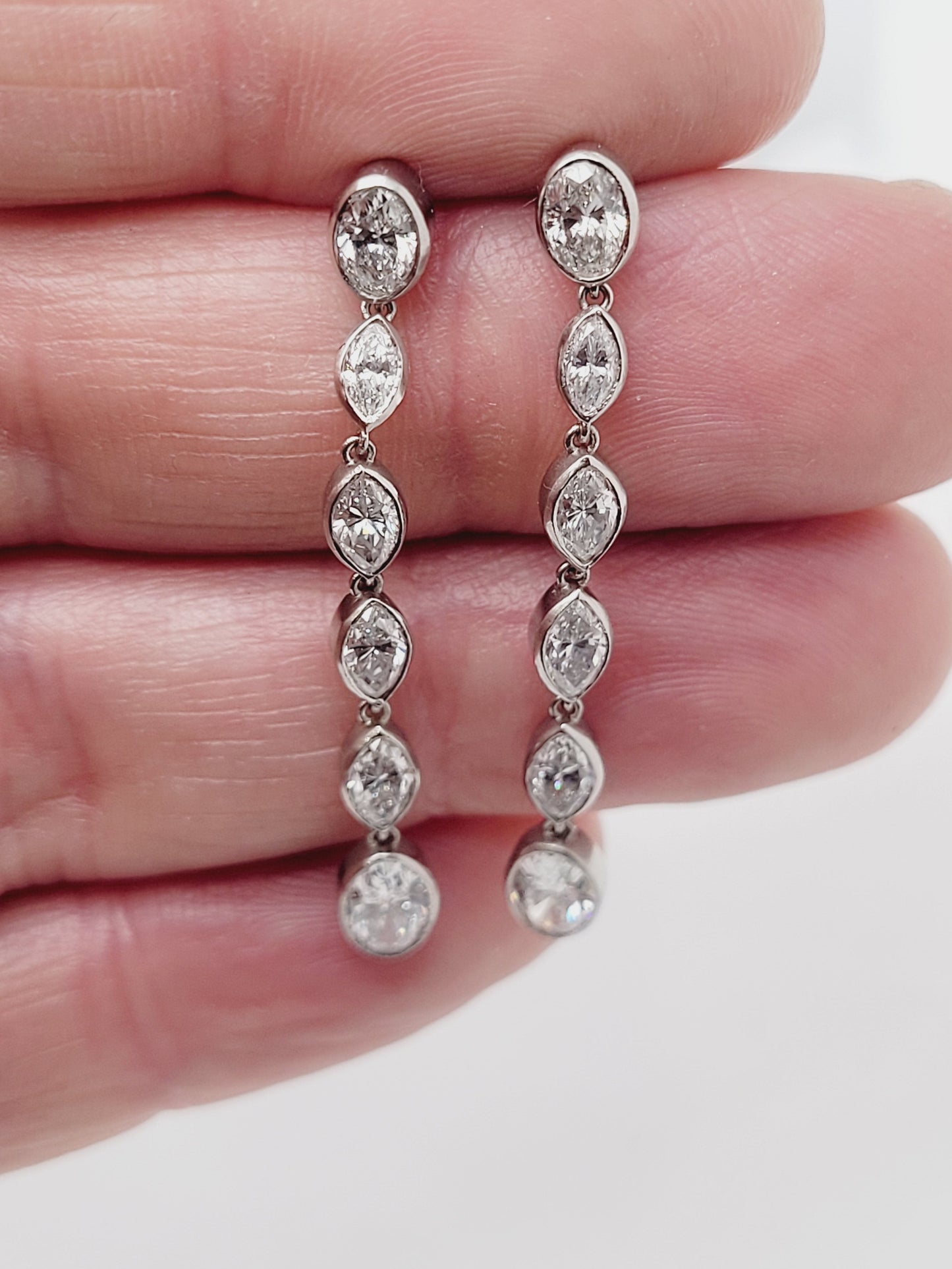 Marquise riviere diamond drop earrings sku 8951