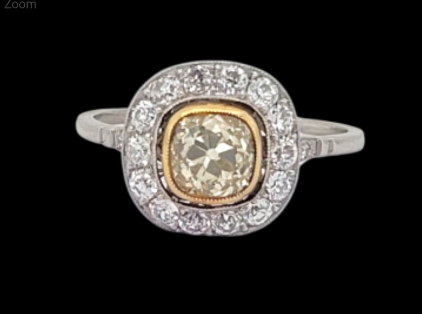 1.17ct yellow diamond old mine cut diamond cluster ring
SKU: 8168