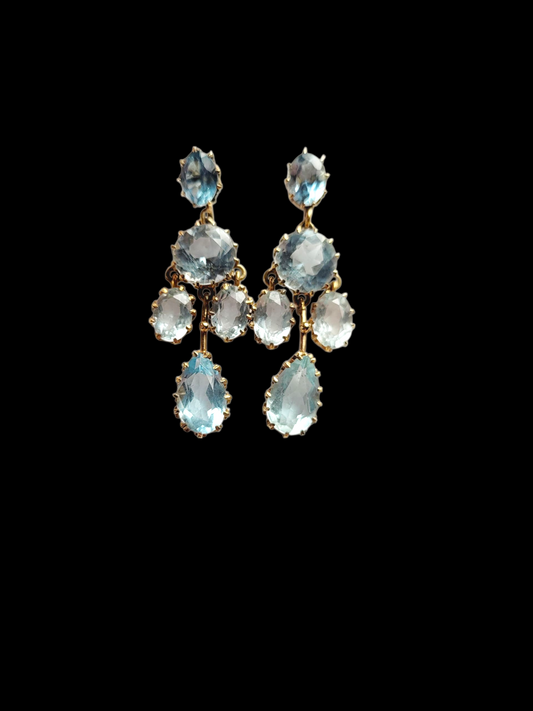 Antique aquamarine girandole drop earrings sku 8423
