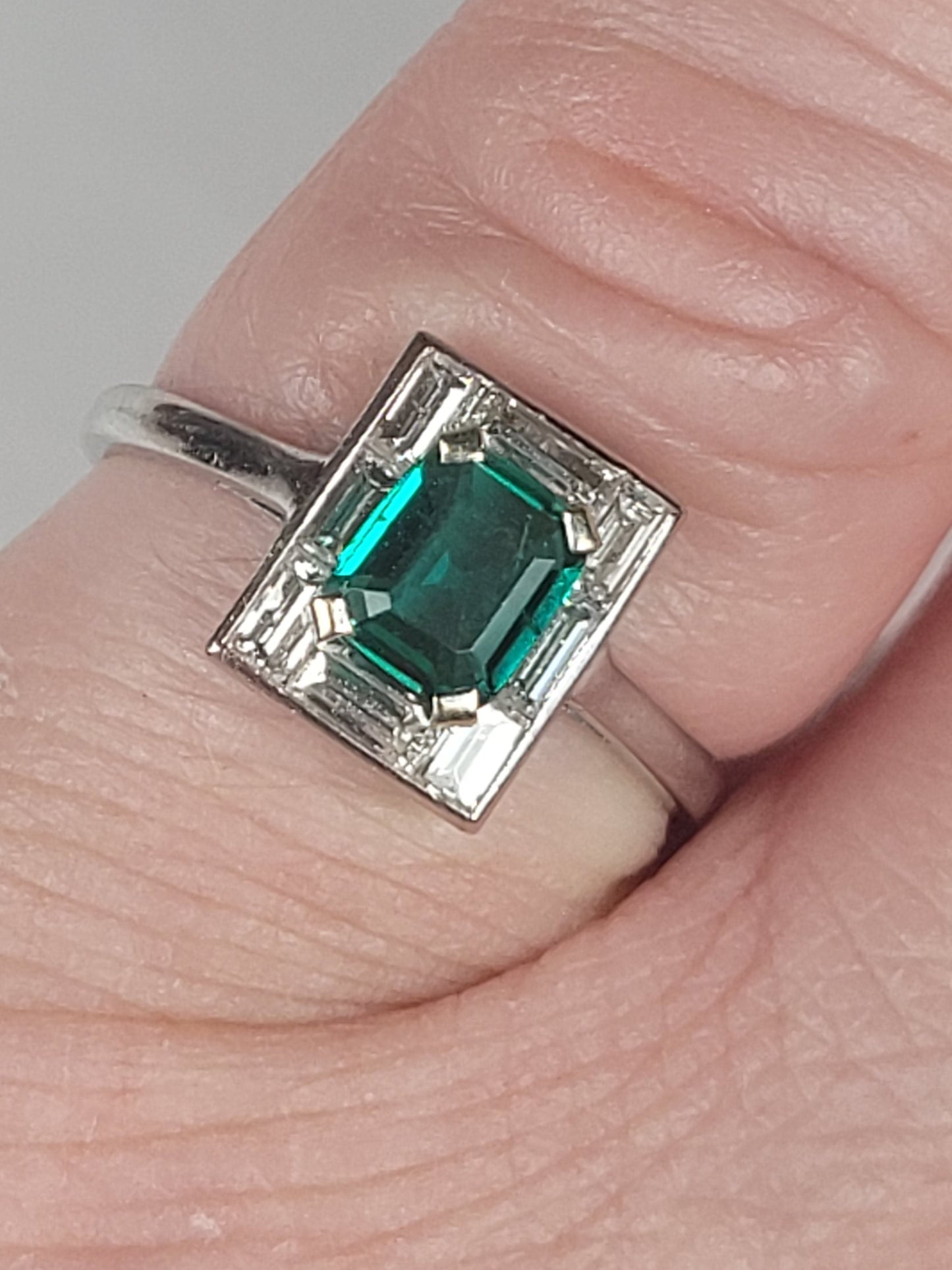 Art deco gem emerald engagement ring sku 9139