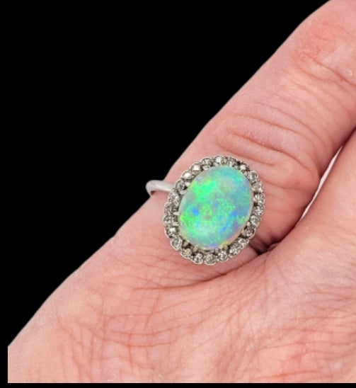 Antique opal and diamond cluster ring
SKU: 8046