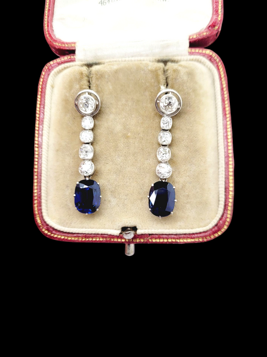 Fine Antique natural sapphire an old cut diamond drop earrings
SKU: 7978