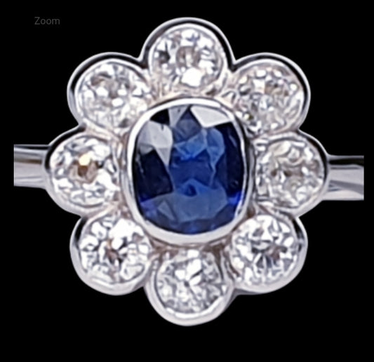 Old Cut Sapphire & Diamond Cluster Ring
SKU: 1506