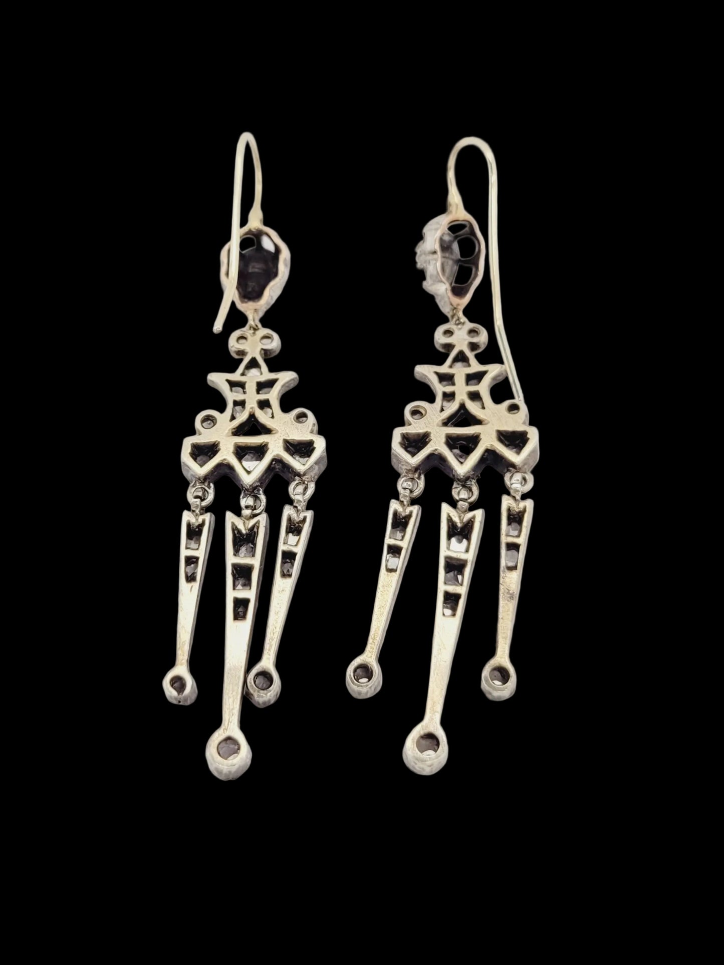 Antique rose cut diamond girandole earrings sk 8666
