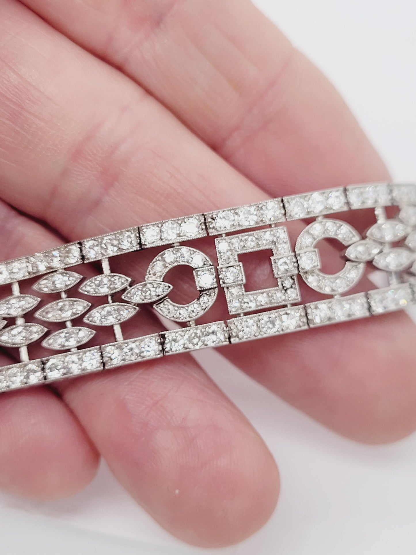 French Art deco 1920's geometric diamond bracelet sku 8798