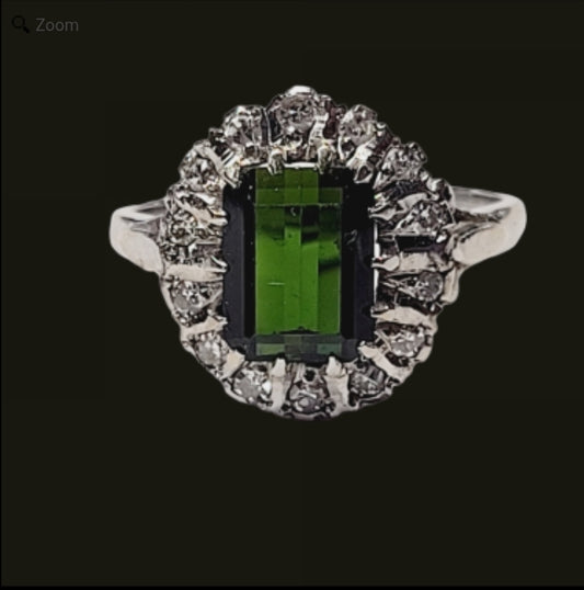 Vintage green tourmaline and diamond ring
SKU: 5606