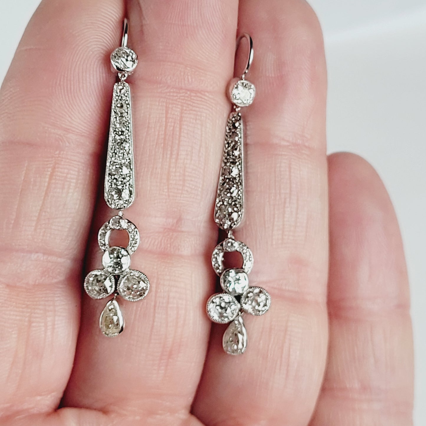 Art deco diamond chandelier earrings sku 8844