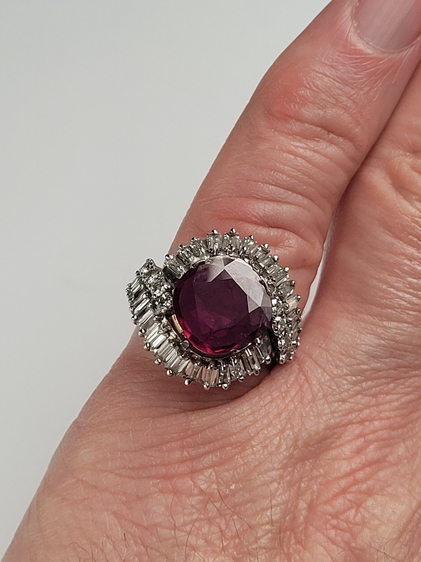 Large ruby and diamond vintage ring sku 8424