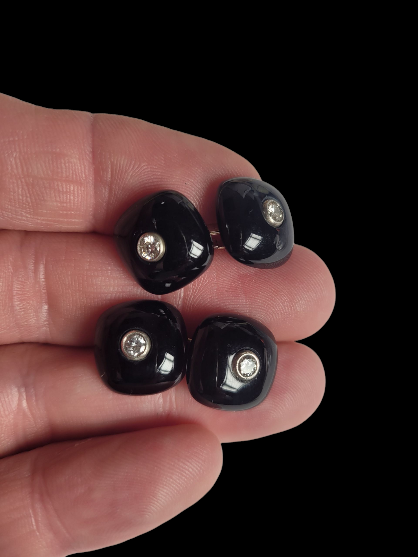 Art deco onyx and diamond cufflinks sku 8489