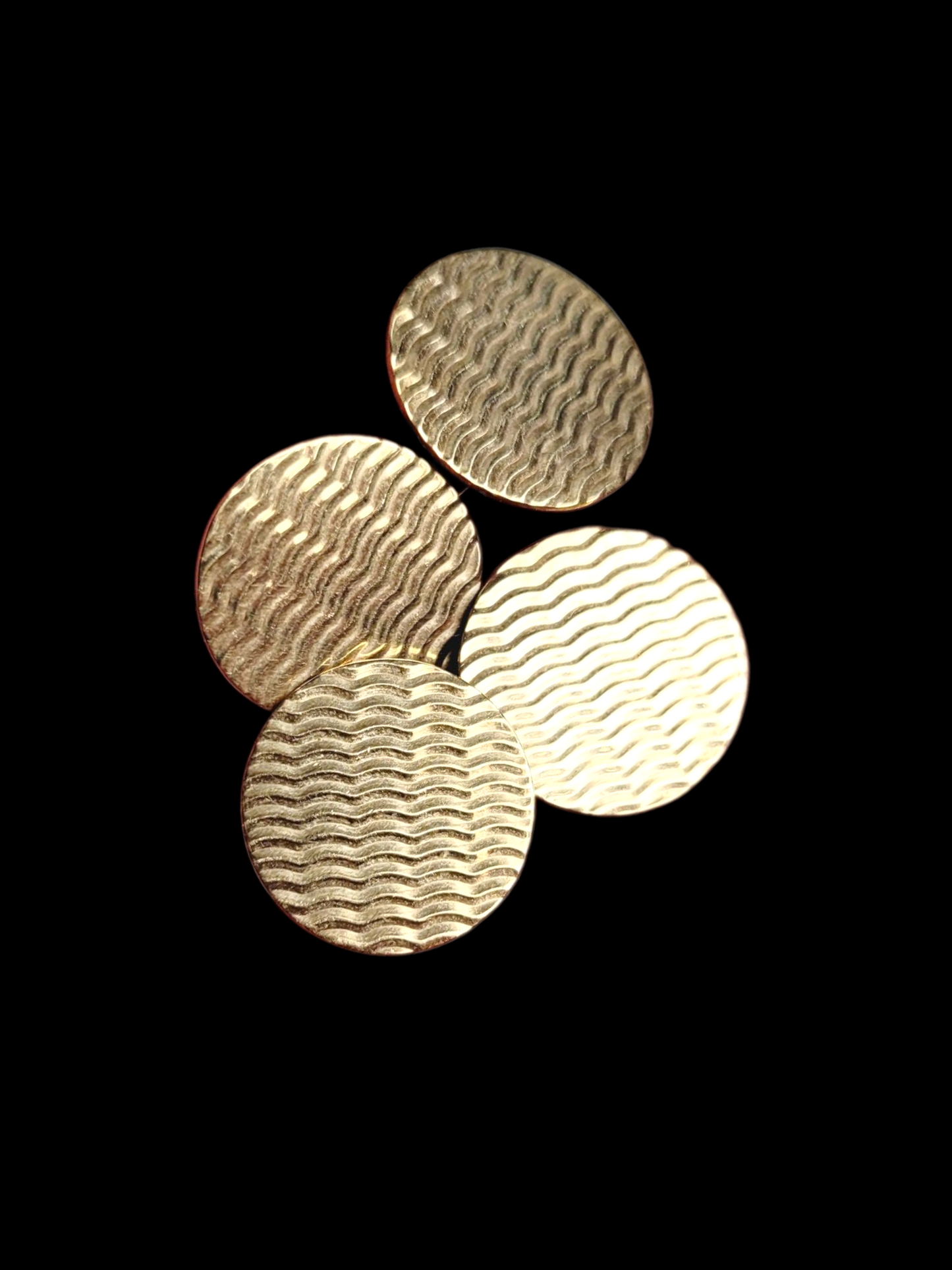 Round engine turned 9ct gold cufflinks sku 8506