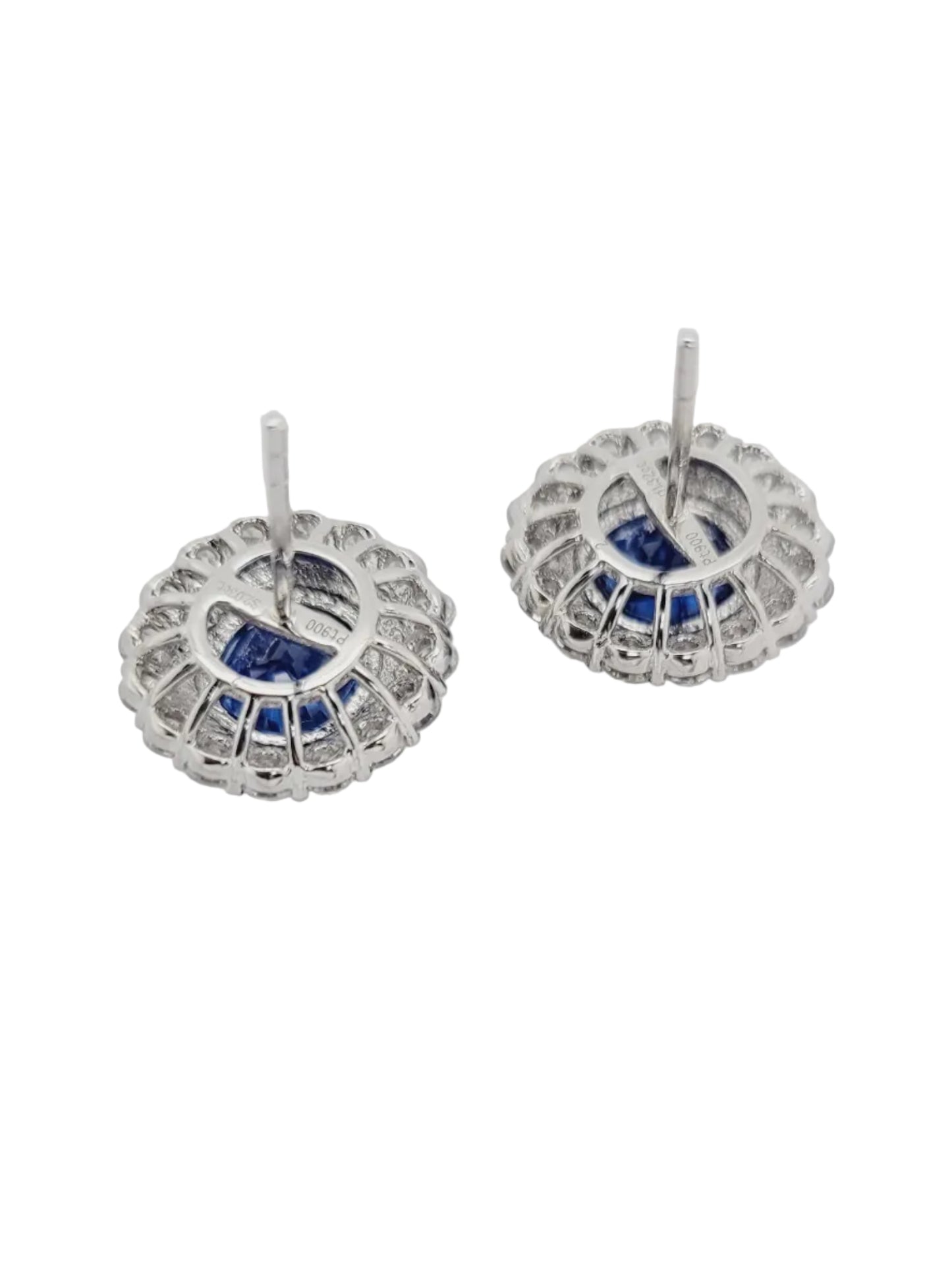 Sapphire and diamond cluster earrings sku 9004