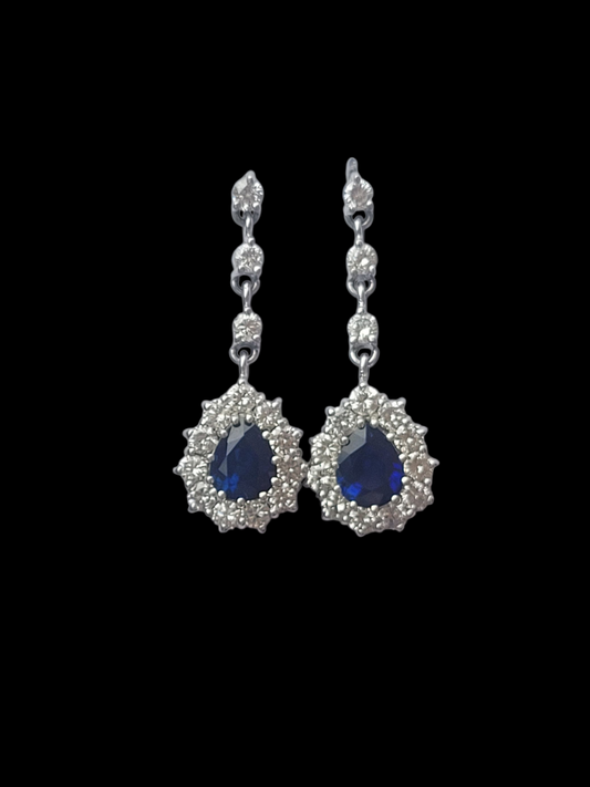 Sapphire and diamond cluster drop earrings
SKU: 8286