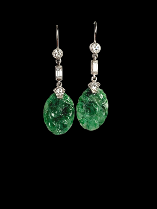 Art deco jade and diamond pendant earrings
SKU: 8217