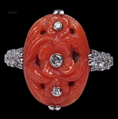 Art Deco Coral & Diamond Ring
SKU: 1377