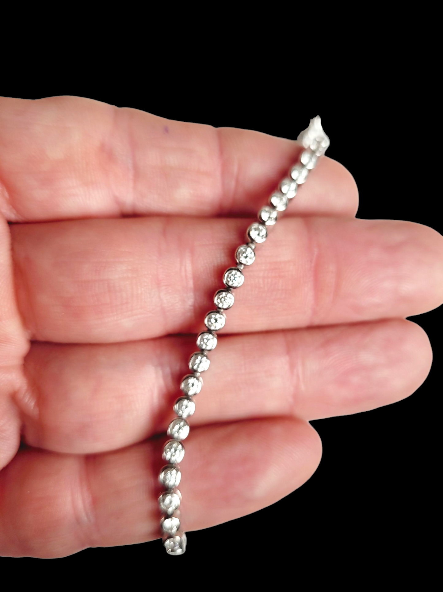 5ct diamond tennis bracelet bezel set in 18ct white gold sku 8500
