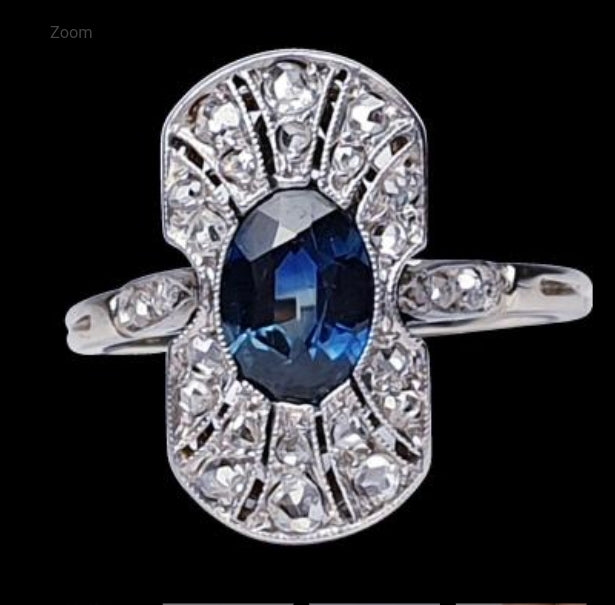 Antique French Art Deco Sapphire and diamond Panel Ring
SKU: 3791