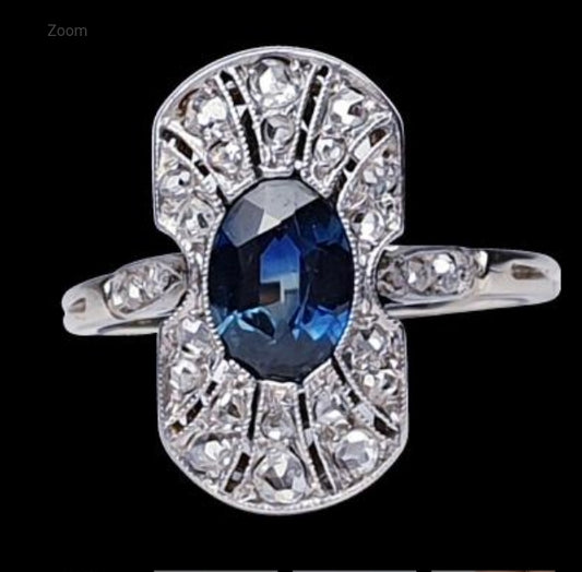 Antique French Art Deco Sapphire and diamond Panel Ring
SKU: 3791