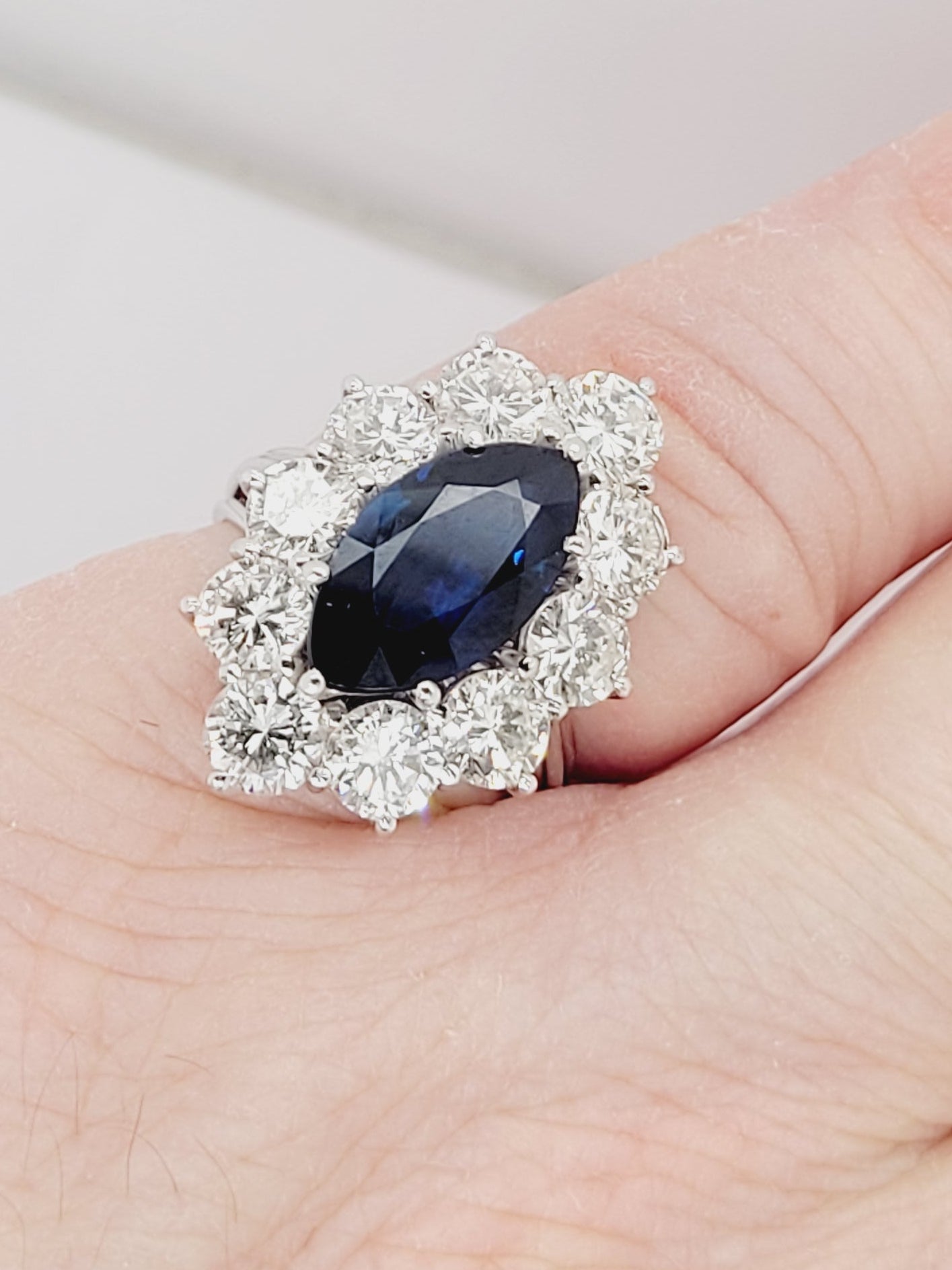 Vintage marquise sapphire and diamond dress ring sku 8983