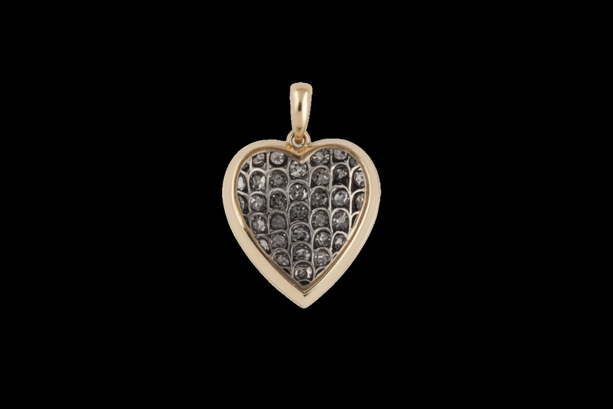 Victorian diamond heart pendant sku 8836
