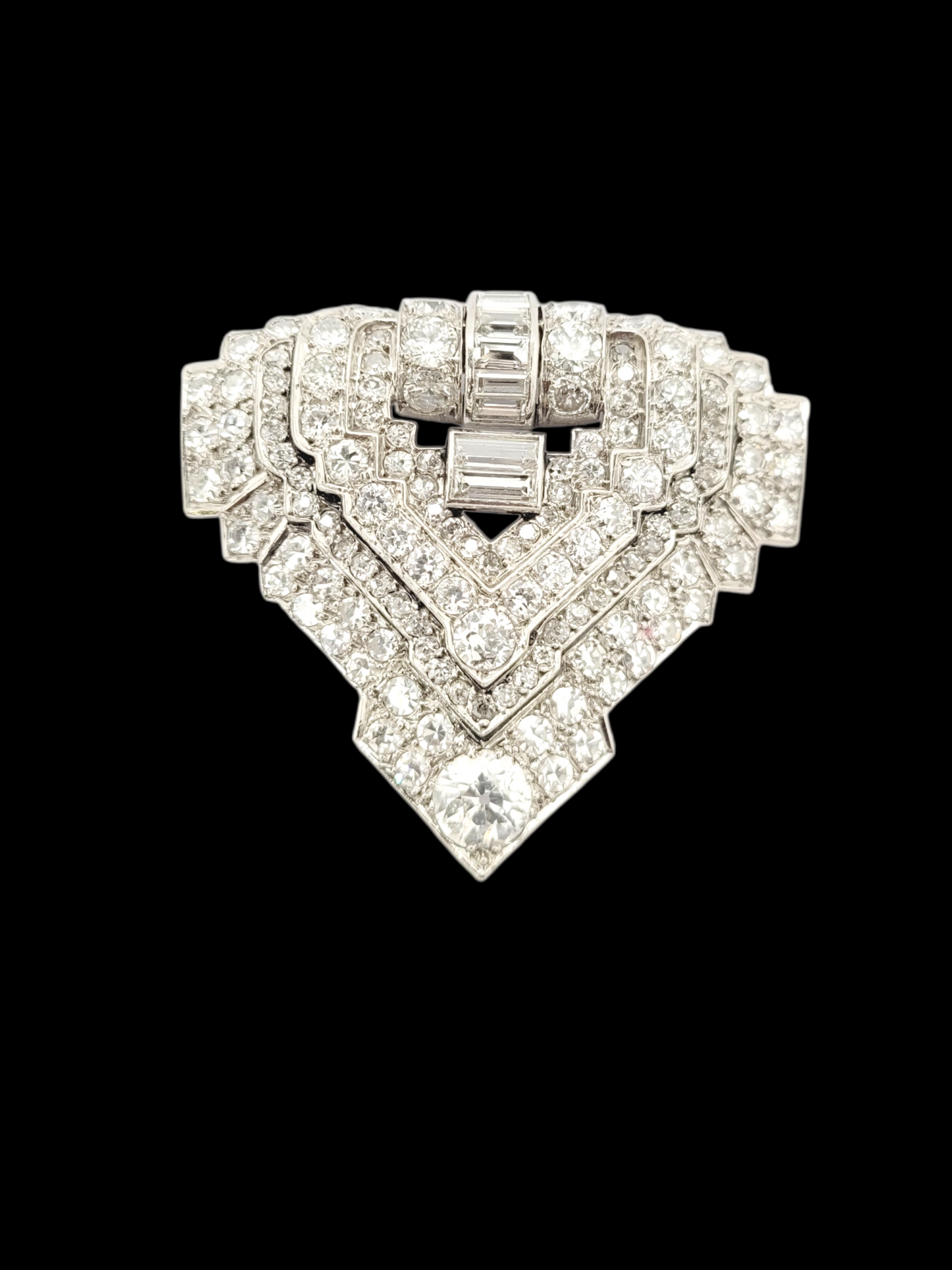 Art deco diamond dress clip brooch sku 8629