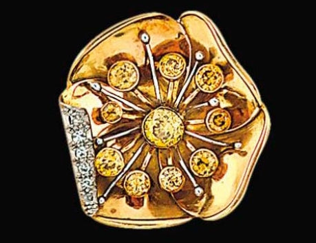 Vivid yellow old mine cut diamond buttercup clip
SKU: 8524