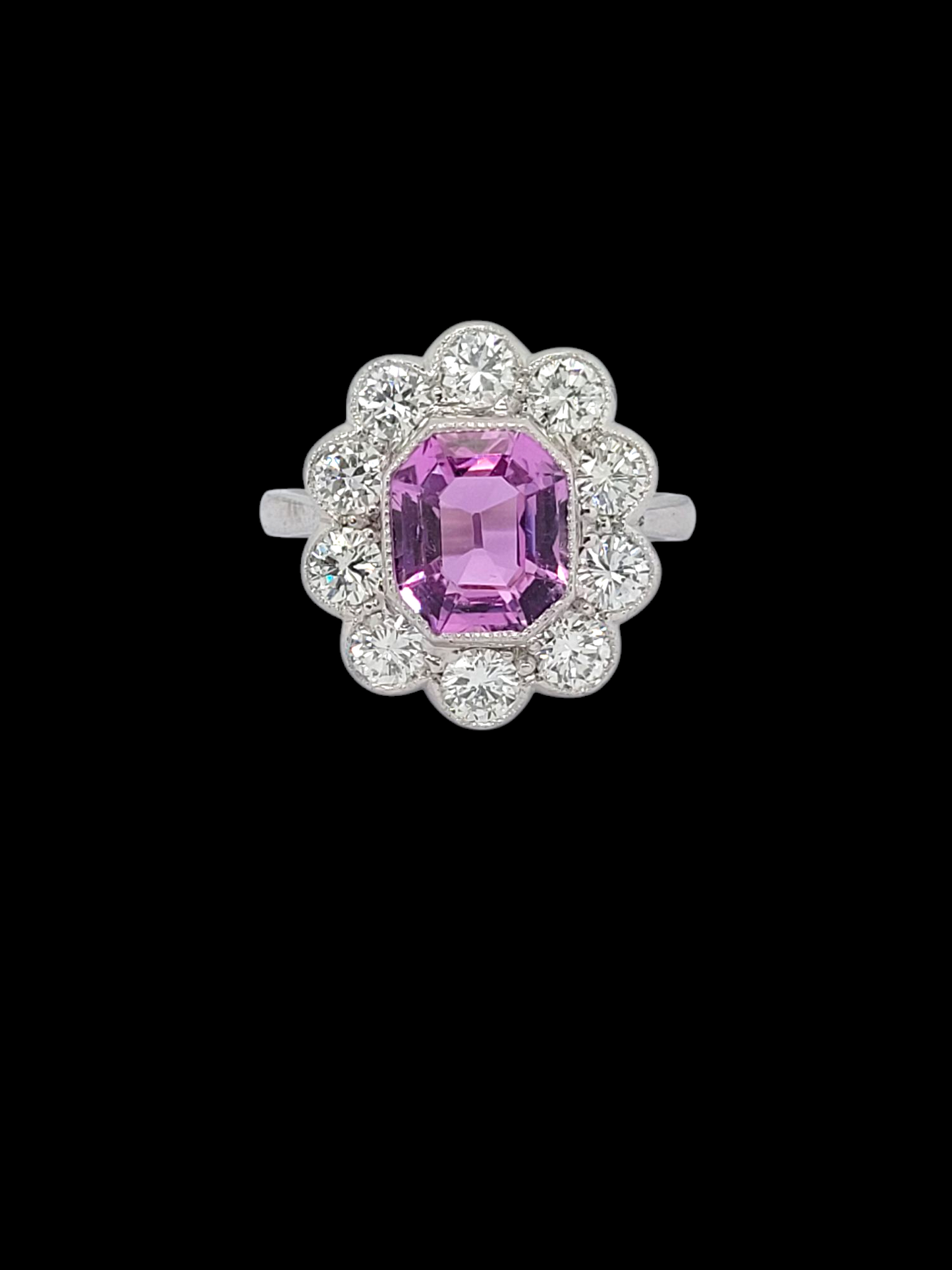Hot pink topaz and diamond cluster ring
SKU: 8109