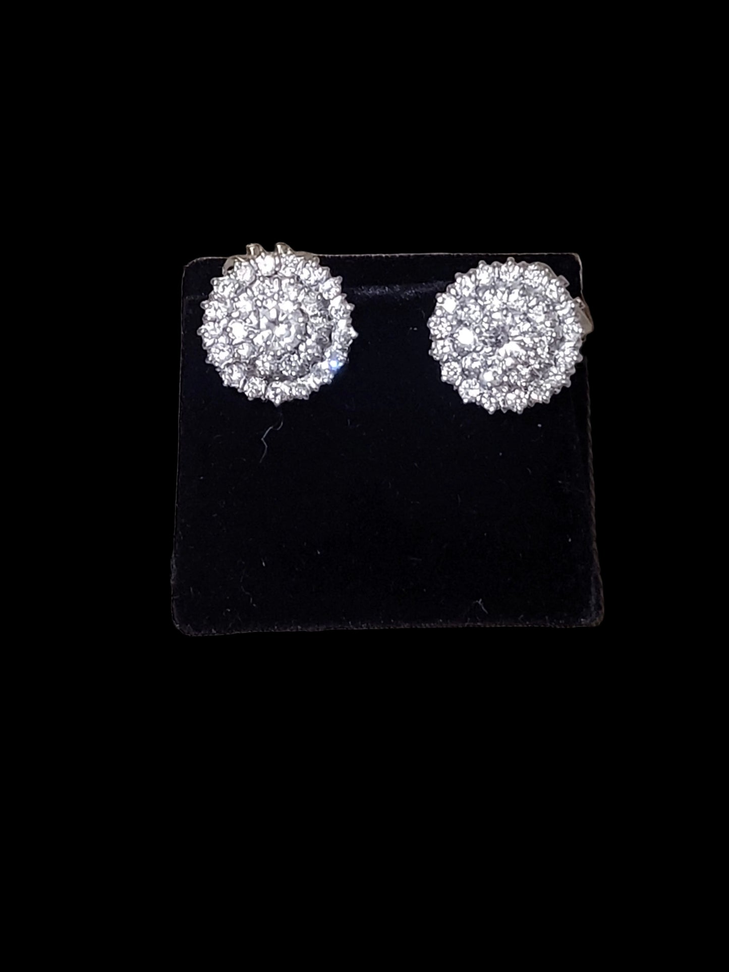 Vintage diamond cluster stud earrings sku 8685