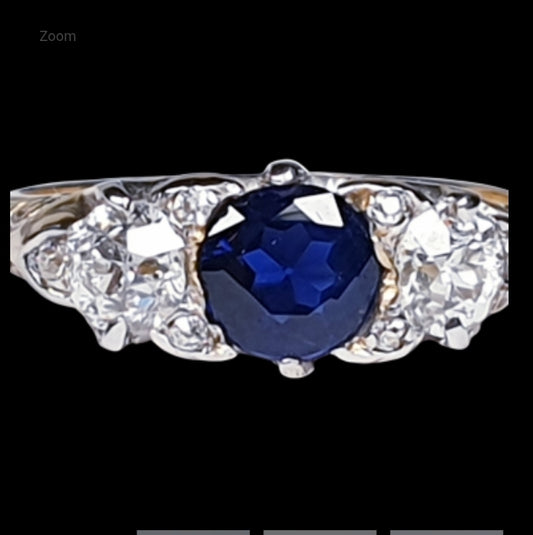 Victorian Sapphire and Diamond Carved Half Hoop Ring
SKU: 3130