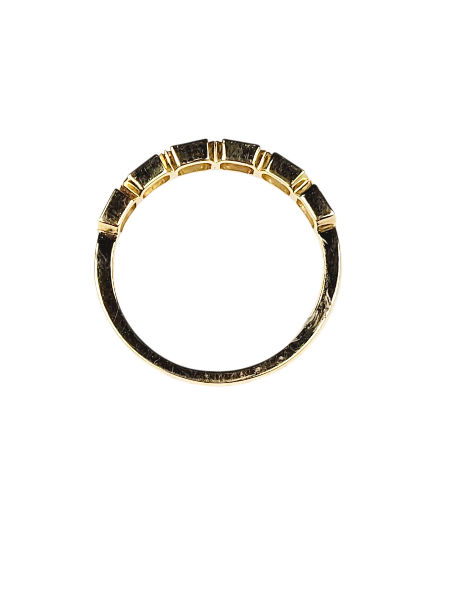 18ct yellow gold landscape emerald cut diamond half hoop ring sku 8470