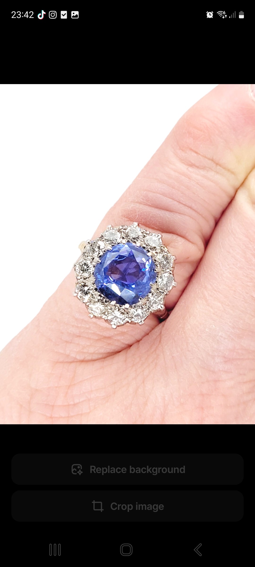 Antique 4.5ct Cornflower blue Ceylon sapphire cluster engagement ring
SKU: 7121