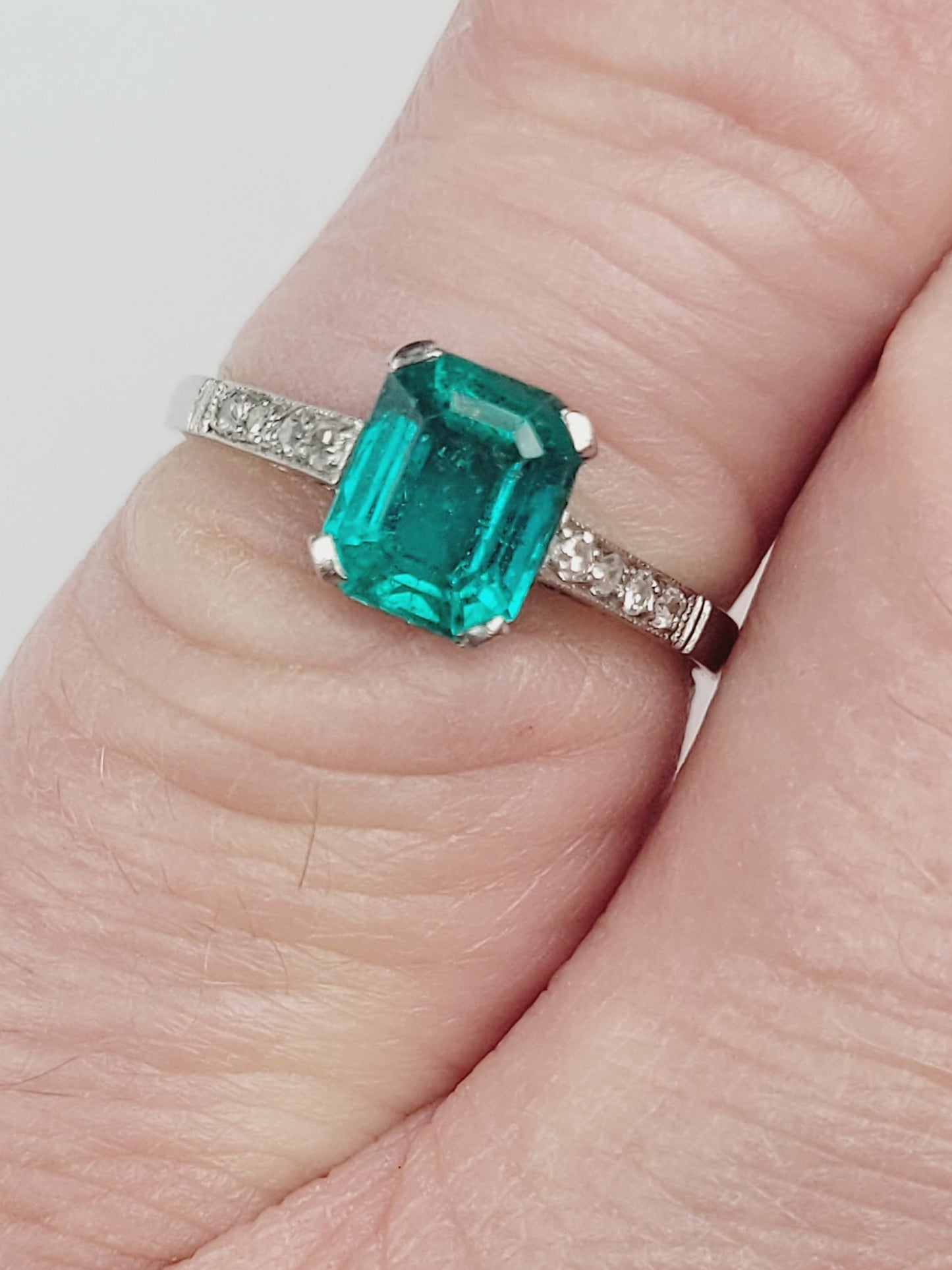 Emerald and diamond engagement ring sku 9160