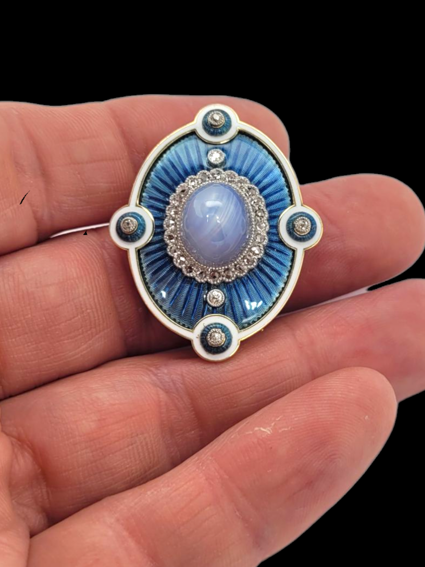 Fine Edwardian star sapphire, diamonds and enamel brooch/pendant
SKU: 8065