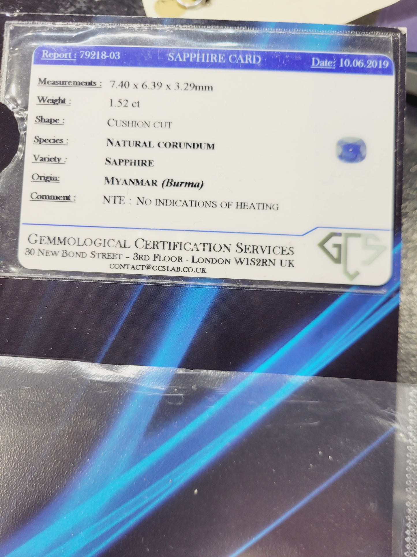 1.52ct natural Burmese sapphire and diamond ring
SKU: 4395