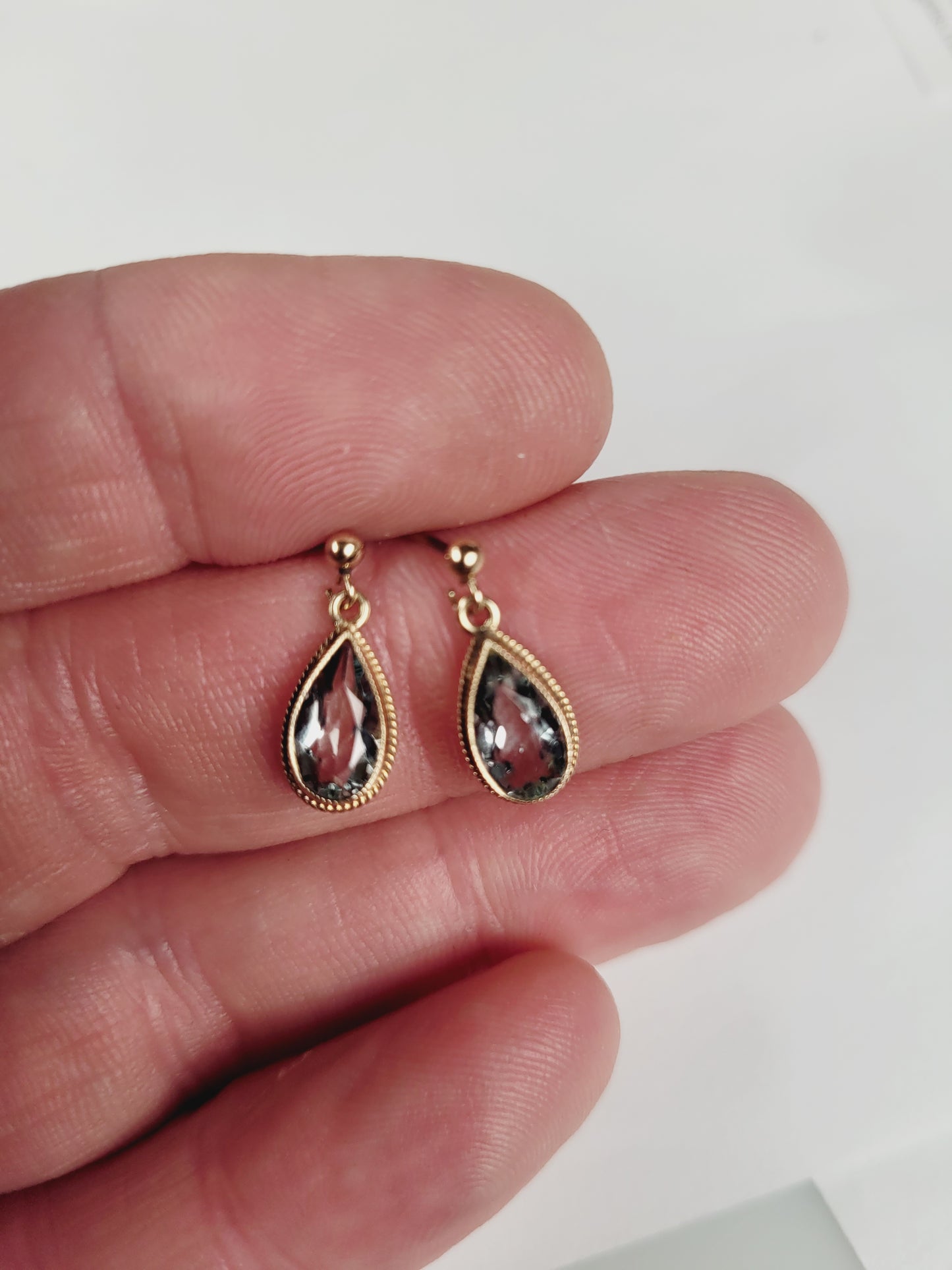 Antique aquamarine pear drop earrings sku 8492
