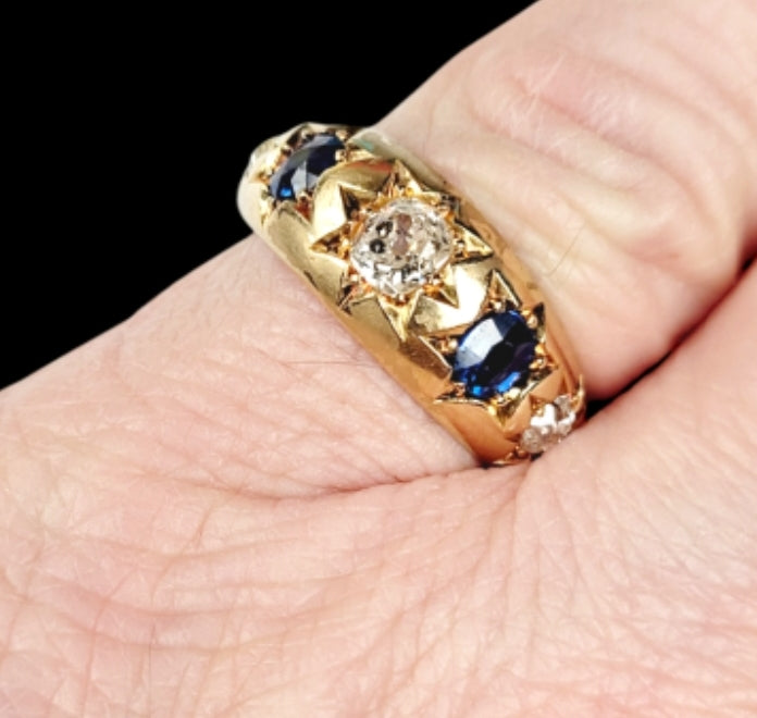 Antique sapphire and diamond Gypsy set ring
SKU: 7889