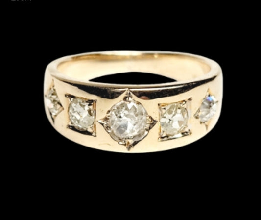 Unusual old mine cut gypsy set 18ct gold ring
SKU: 7584