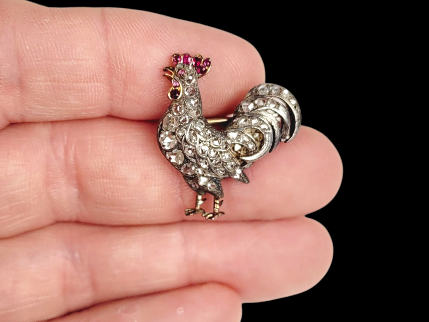 Antique diamond and ruby cockeral brooch
SKU: 8211