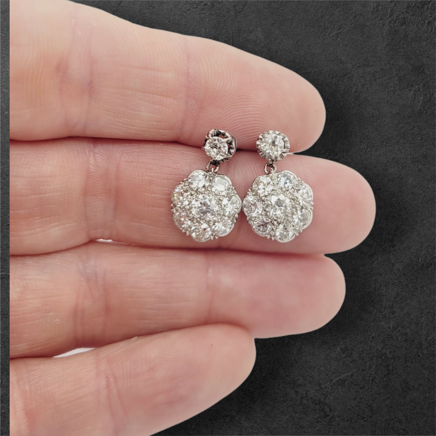 Antique diamond cluster drop earrings
SKU: 8485