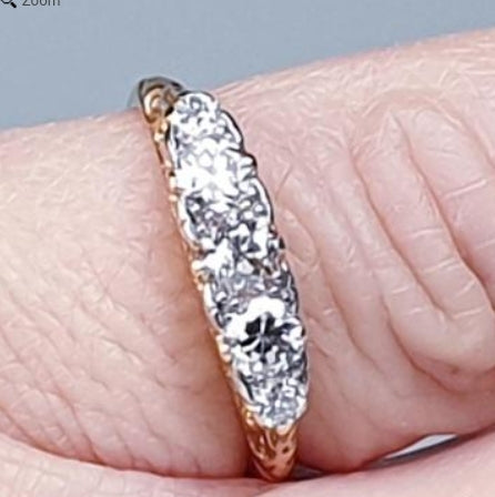 Antique Five Stone Carved Half Hoop Engagement Ring
SKU: 3621