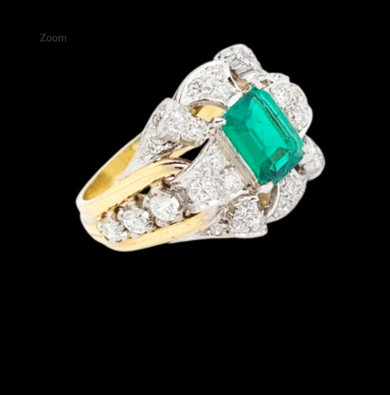 Antique fine emerald and diamond engagement ring
SKU: 7879