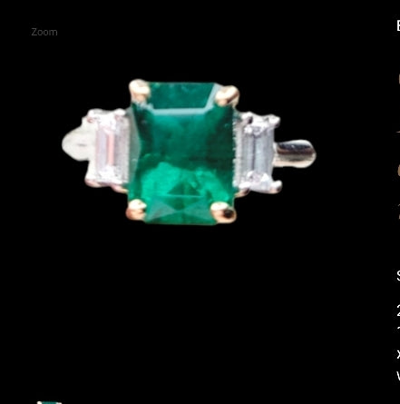 Custom DBGEMS Emerald and baguette diamond engagement ring