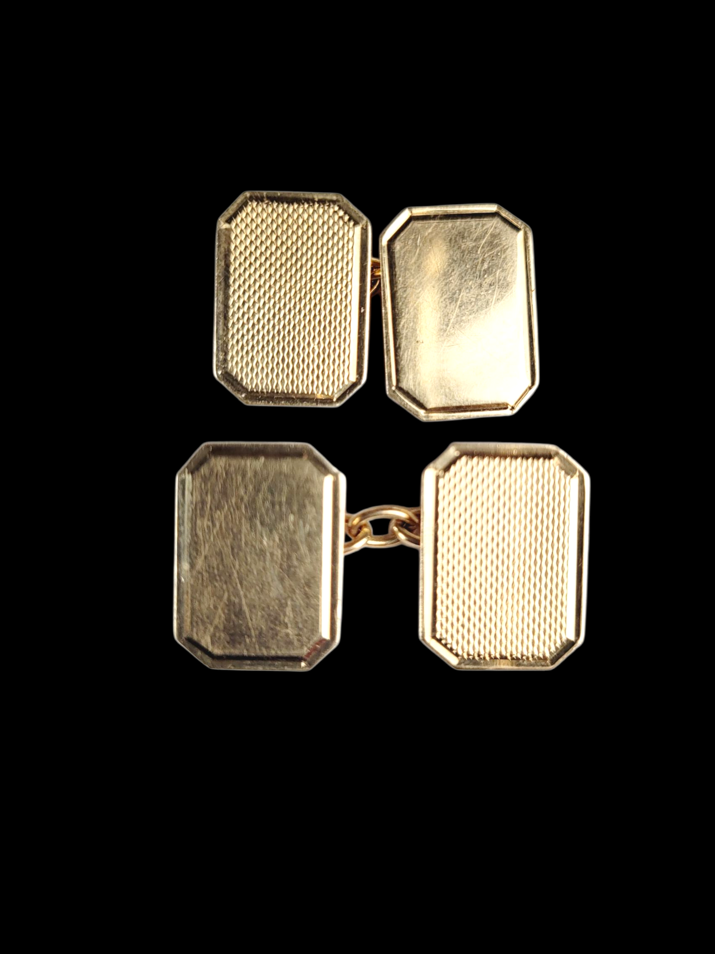 Antique cut corner rectangular 9ct gold cufflinks sku 8507