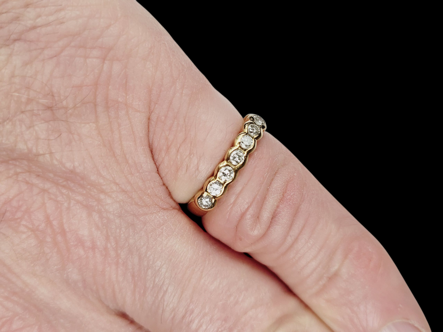 18ct yellow gold half hoop wedding band sku 6468