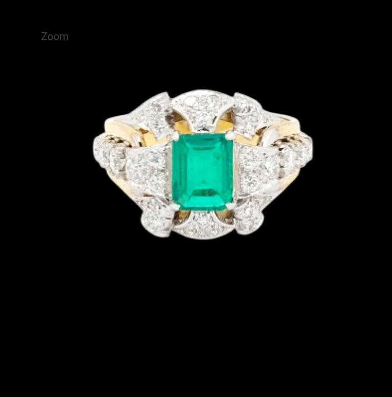 Antique fine emerald and diamond engagement ring
SKU: 7879