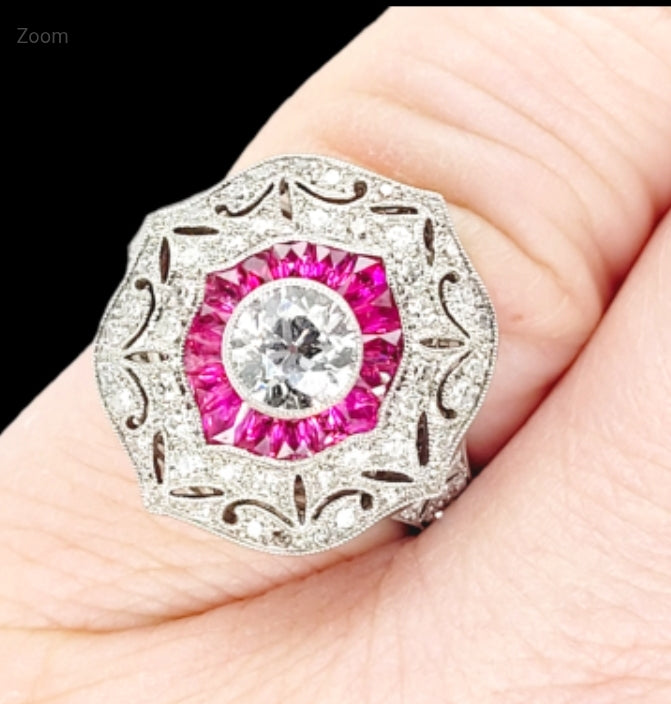 Ruby and old European cud diamond engagement ring
SKU: 5254