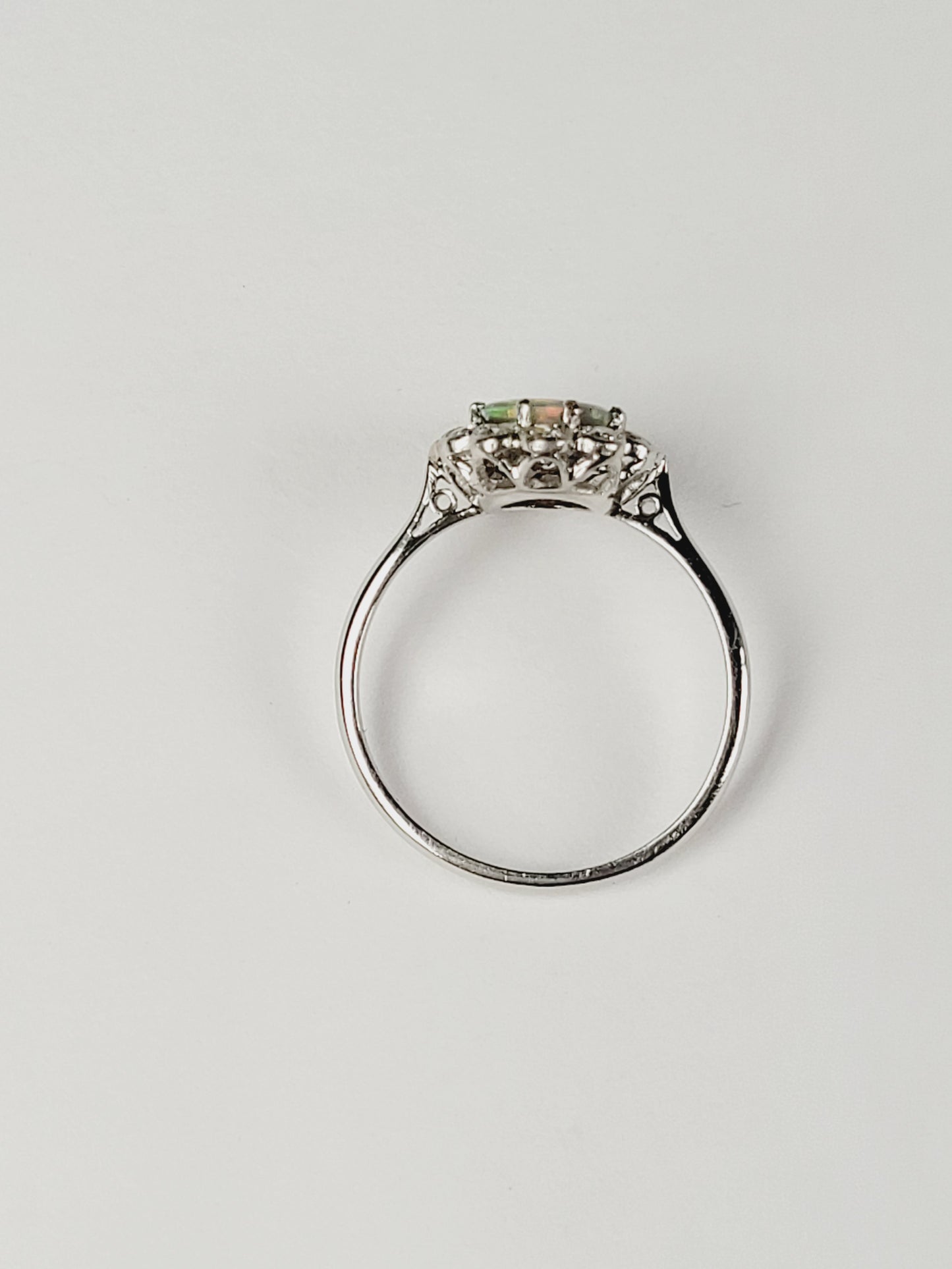 Black opal and diamond cluster ring sku 8768