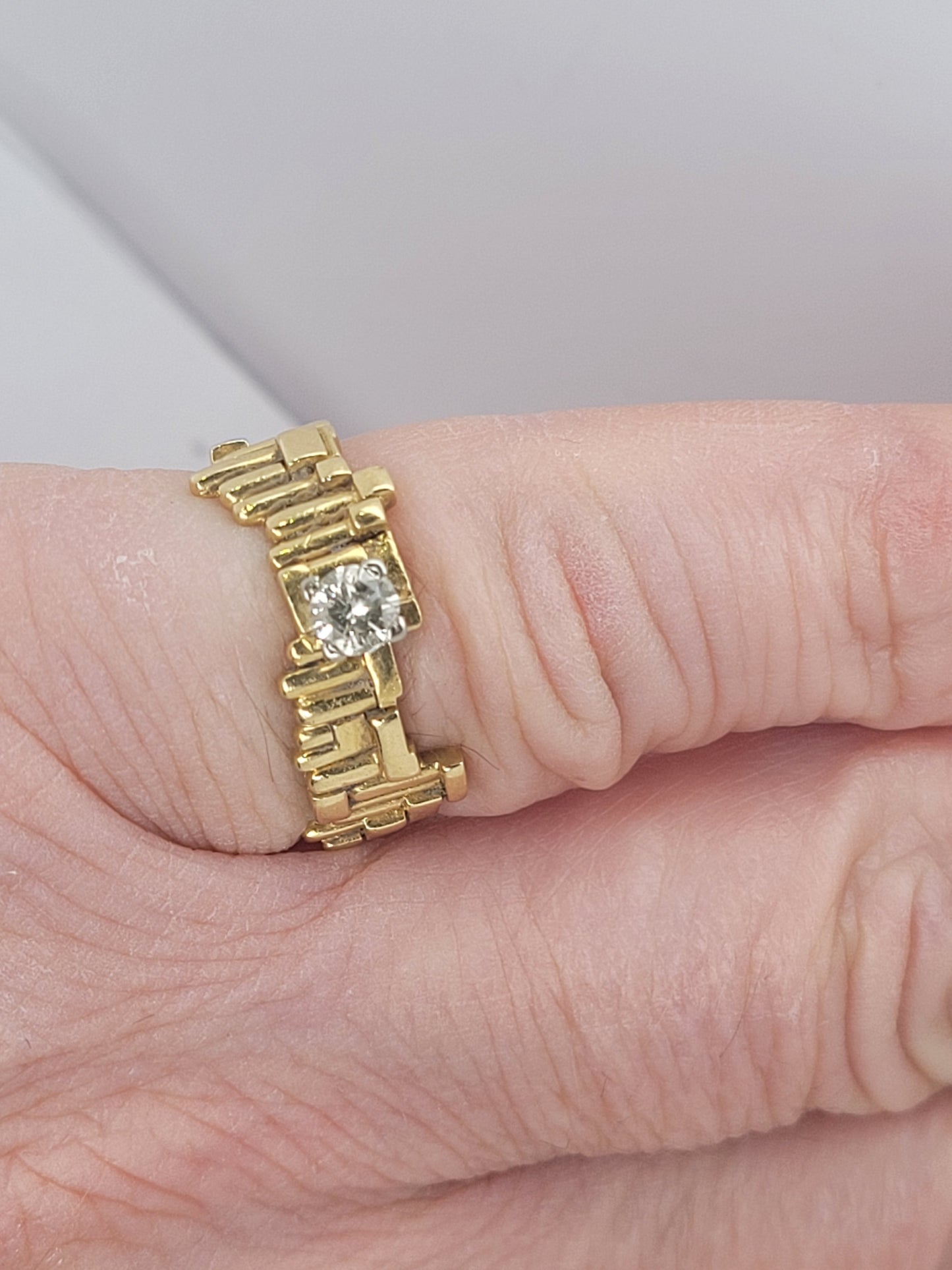 1970's organic 18ct gold and diamond ring sku 9132