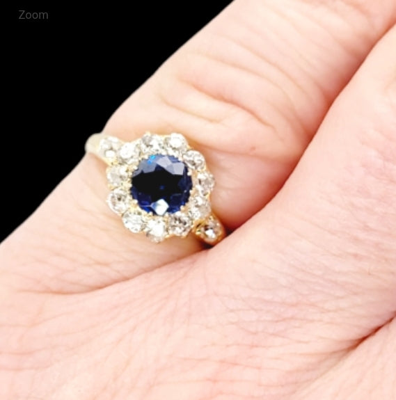 Victorian sapphire and diamond cluster engagement ring
SKU: 7060
