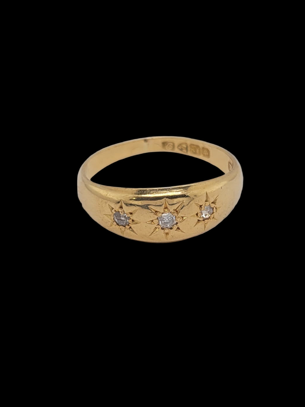 Old cut diamond gypsy set 18ct yellow gold ring sku 8513