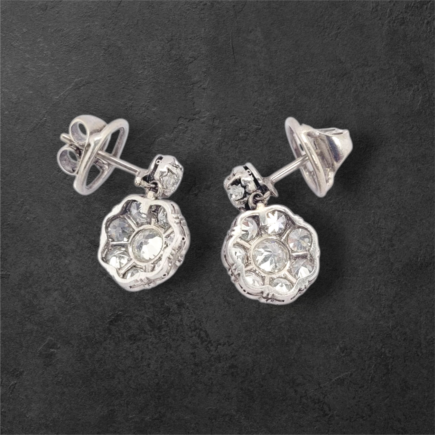 Antique diamond cluster drop earrings
SKU: 8485